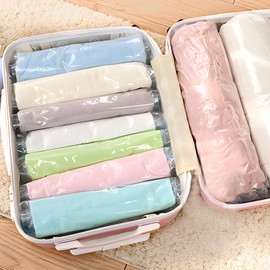 Fkereg 5 Pack Travel Roll up Compression Bag 40 x 60 cm, Hand-Rolled Packing Vacuum Seal Bags for Travel, Room Saver Vacuum Storage Zipper Bags, Vacuum Sealer Bags Clothes for Luggage Clothing