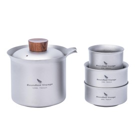 Boundless Voyage Titan Camping Tea Maker Outdoor Cup Titanium Cup Set Double Layer Tea Cup Lightweight Portable Tableware Ti3149D, Ti3145D+Ti3148D/UKK