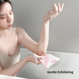 SHIMOYAMA Exfoliating Bath Towel, 2-Pack Nylon Scrubber Bath Towel, Extra Long Body Scrub Shower Sponge Rubbing Wash Cloth for Men Women (Pink)