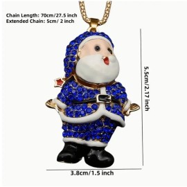 Necklace Christmas Santa Claus Pendant Red Crystals & Enamel Gold Tone