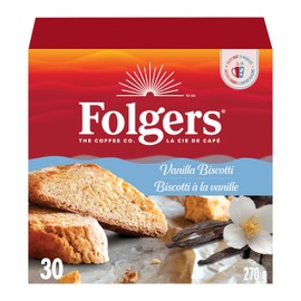 Folgers Vanilla Biscotti Coffee K-cups, 30 Count, 270g/9.5 oz. Box (Imported from Canada)