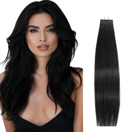 28 Inch 1B Black Tape in Hair Extensions Human Hair Seamless Skin Weft Remy Hair Extensions Invisible Straight Tape in HairExtension Human Hair 20pcs