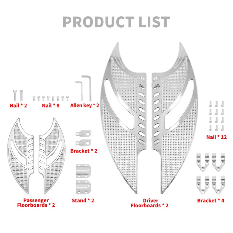 YHMTIVTU Chrome Driver Passenger Floorboards Foot Pegs For Harley Road