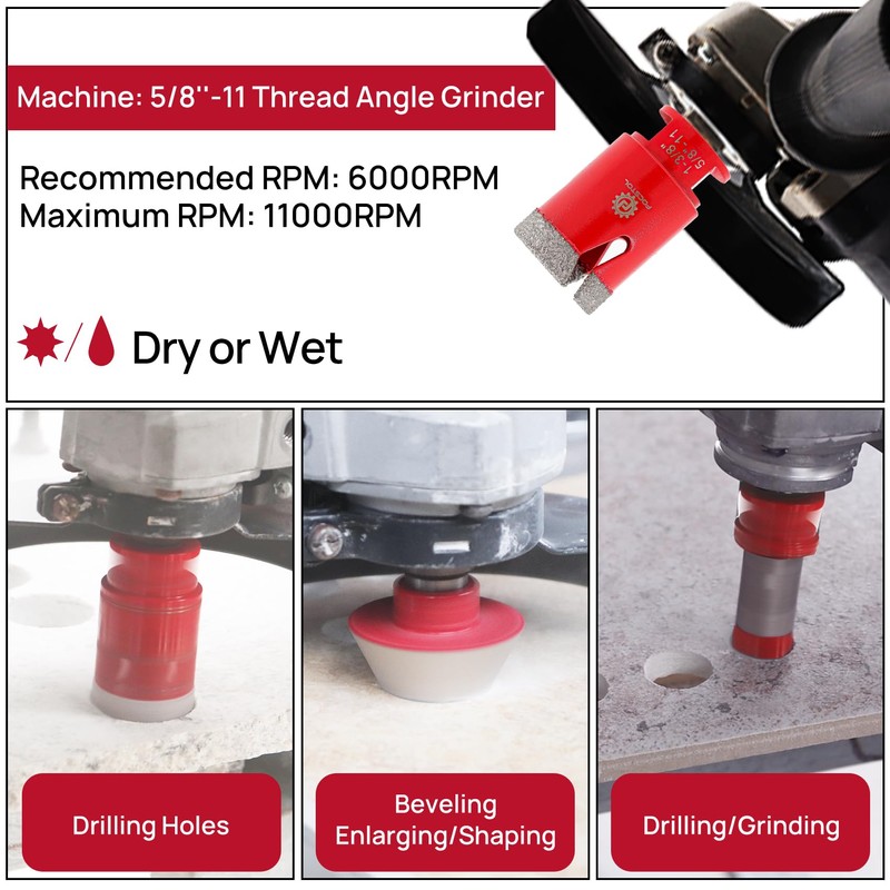 FOCSTOL Diamond Core Drill Bit Set - 5pcs (25/35mm+20mm Drilling