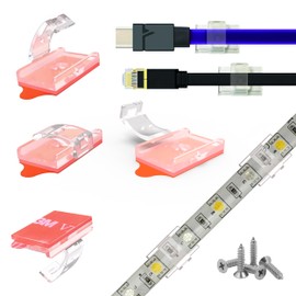 wiigd Dual-Mount LED Strip Light Clips - Self-Adhesive & Screw Fixing Brackets Indoor LED Strips Holder for 10-12mm(0.39-0.49inch) Wide/2.4-2.8mm(0.09-0.11inch) high LED Strip(60 Clips + 60 Screws)