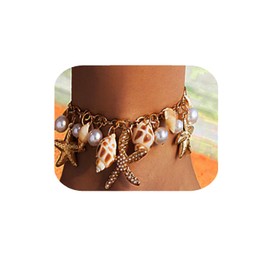 Waeceip Beach Ankle Bracelets For Women Summer Boho Anklets For Women Seashell Beaded Anklets Summer Jewelry Beach Vacation Accessories Hawaiian Gifts (starfish with 1)