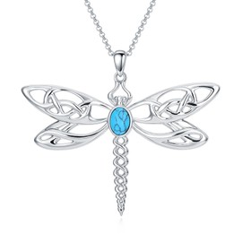 SILBAZ Dragonfly Necklace for Women Turquoise Dragonfly Pendant Large Dragonfly Necklace Turquoise Jewelry Gift for Mom Wife, Copper, Turquoise