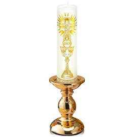 Threlaco Cirios Religiosos Catolicos with Candle Holder Paschal Candle Baptism Candle Set Velas De Adviento Católica Catholic Candles for First Communion Wedding Christening Gifts (Classic Style)
