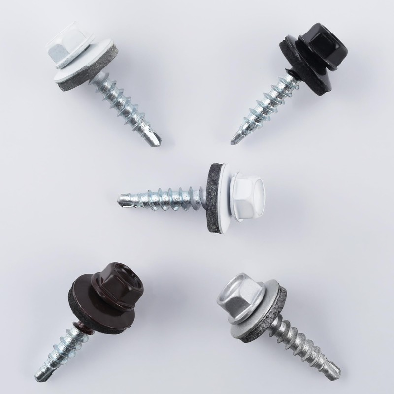 JEGONFRI 300pcs #10 x 1 White Hex Head Self-Drilling Metal