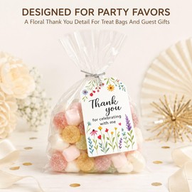JNSVIEA Thank You Party Favor Tags: 40 Pcs with Silver Twist Ties