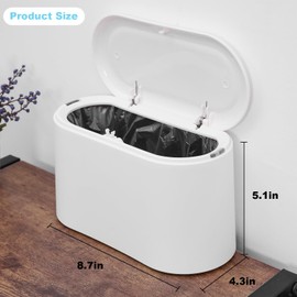 IEMIEBSHA Mini Trash Can with 5 Rolls of Trash Bags, Small Desktop Garbage Can with Press Type Lid, Covered Wastebasket for Bedroom Kitchen Room Office and Dorm Countertop