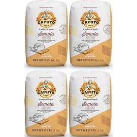 Antimo Caputo Semolina Flour 2.2 LB Bag (Pack of 4) - Semola di Grano Duro, Italian All Natural Flour for Fresh Pasta & Bread Dough (Total 8.8 LB)