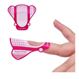 MH Nail Form Acrylic Art Gel Extension Guide File Manicure Tool Stickers (50 Nail Forms, Red)