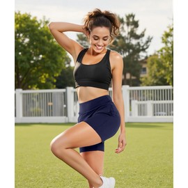 GRACELAND KRAIN YOUNG Pantalones Cortos Deportivos de Cintura Alta con Bolsillos con Cremallera Bermudas de Yoga y Running de Licra con Bolsillos Laterales para Pilates, Gimnasio o Estilo Casual