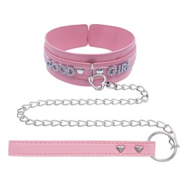 paloli Pink Choker Necklace for Women, Punk Gothic Rock Neck Collar Jewelries With Letter