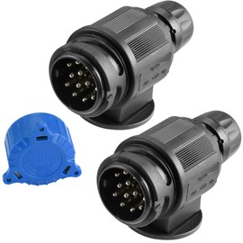 ETUKER 2pieces 13 Pin Trailer Plug Waterproof, 12v 13 Pin Male Trailer Connector Plug, Tow Bar Towing Plug For Trailer RV Caravan
