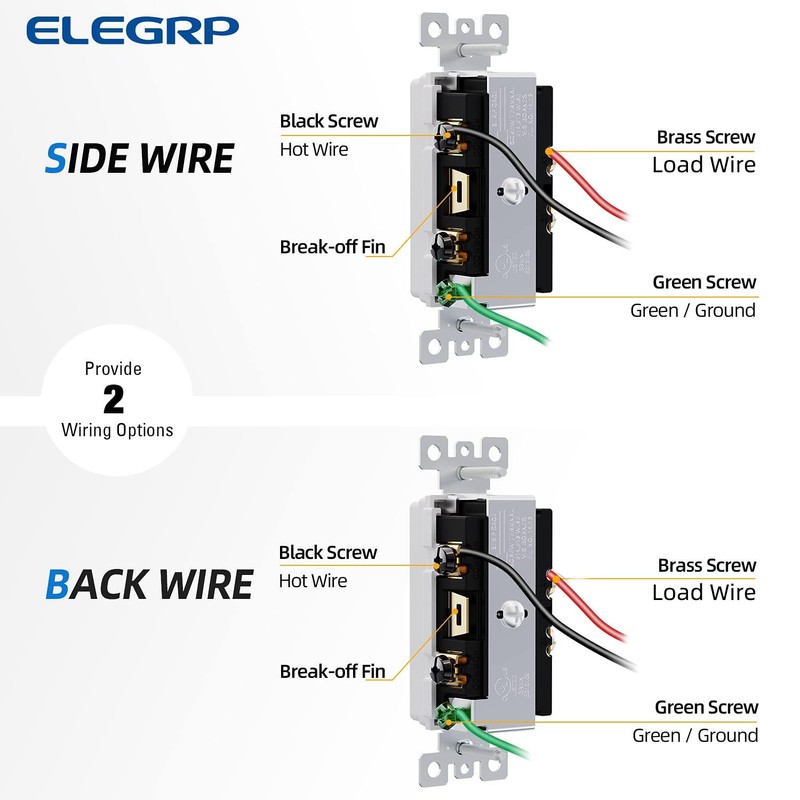 ELEGRP Double Toggle Light Switch, Two Single Pole Electrical Dual