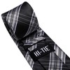 Hi-Tie Black Grey Mens Ties and Flower Lapel Pin Set