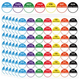 7 Days of The Week Labels 1 Inch Color Coding Food Rotation Labels - Self Adhesive Mon, Tue, Wed, Thurs, Fri, Sat Sun Day Label 700 Pcs