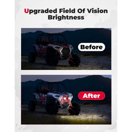 KEMIMOTO UTV Metal Front Grill Light Compatible with 2019-2023 Polaris RZR XP/XP4 1000/1000 S/Turbo/Turbo S, Red Mesh Grille with Waterproof LED Light Bar Accessories Replace OEM #5455433-070