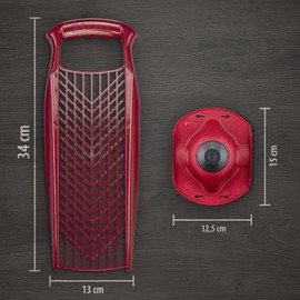 Börner Grater Set (Set of 3) • Wave Waffle + Grater + Fruit Holder • Kitchen Grater Set with Wave Cutter & Grater • Vegetable Cutter Set for Many Different Cutting Types • Colour: Red