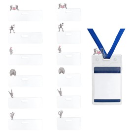 BENECREAT 12pcs Badge Buddy Pin Holder, 6 Styles ID Badge Reel Card Topper Charm 7 Sizes for Nurse Doctor Staff Name Cards Display Pins Office Accessories