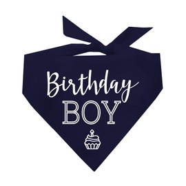 Birthday Boy with Cupcake Dog Pawdy (Party) Celebration Dog Bandana (Navy, XS 214)