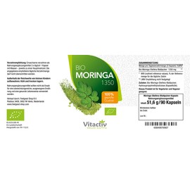 Original Bio Moringa, the nutrient miracle in one capsule, perfect composition of all important nutrients, high-dose organic Moringa Oleifera (90 capsules, 3-month pack)
