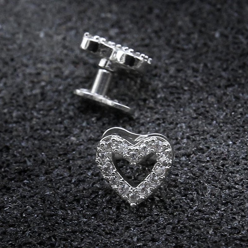 Harilla 2pcs Dermal Tops and Base Stainless Steel Jewelry, Heart