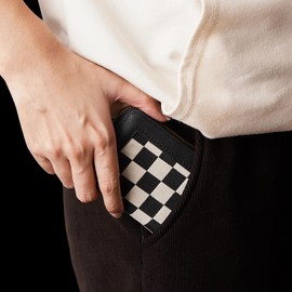 BUNCHBRAVO Compact Credit Card Holder, Checkered RFID Zip-Around Accordion Wallet Organizer with 9 Card Slots and 2 Cash Slots