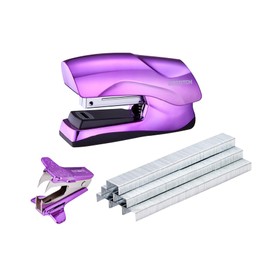 Bostitch Office Heavy Duty 40 Sheet Stapler with 1250 Staples & Claw Remover, Small Stapler Size, Fits into The Palm of Your Hand, Value Pack, Metallic Purple (B175-PURPLEM-VP)