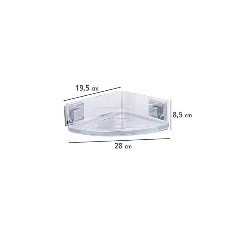 WENKO 22686100 Vacuum-Loc® corner rack Quadro, Stainless steel, 28 x