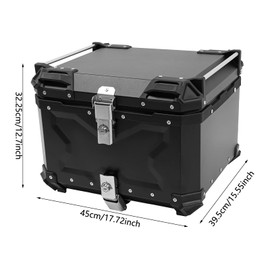 Eapmic 55L Motorcycle Top Case, Aluminum Motorbike Tail Box Trunk with Lock, Waterproof Motorcycle Top Box for Store Helmet Large Luggage, Universal Motorcycles Accessories (55L)