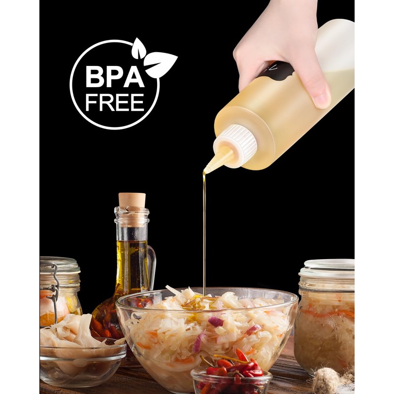Squeeze Bottles, 16 OZ Plastic Sauce Squeeze Bottle Set with