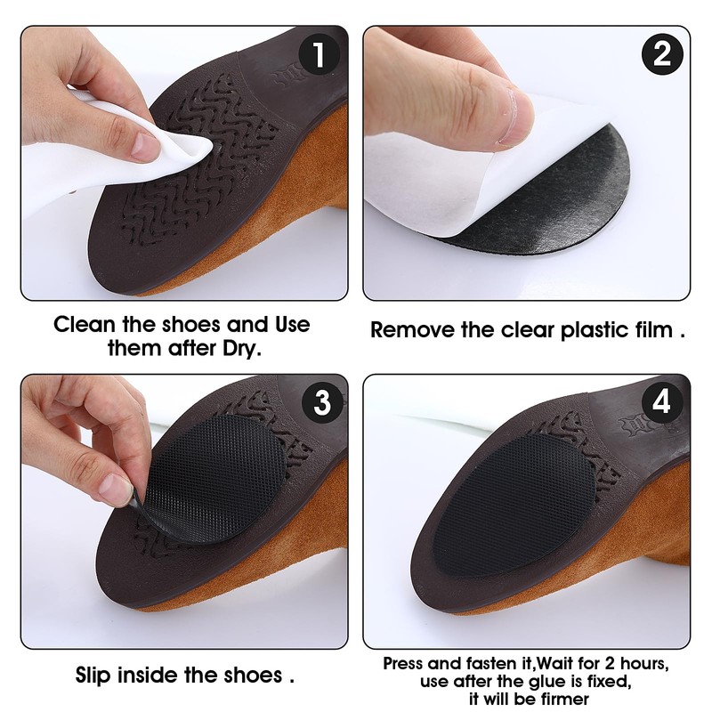 Molain Non-Slip Shoe Pads, Black, 4 Pairs, Self-Adhesive Rubber Sole