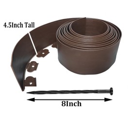 20FT Landscape Edging Kit,4.5 Inch Tall No Dig Landscape Edging with 25Pcs Spikes for Garden,Paver Edging (Brown)