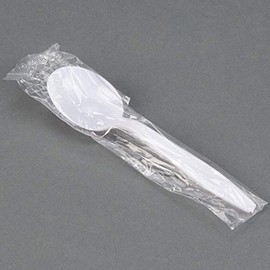 Individually Wrapped Heavy Weight Soup Spoon (White Spoon, 200)