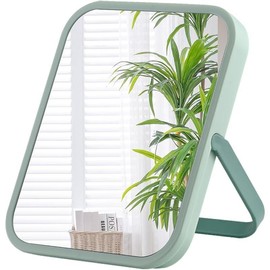 Portable Folding Vanity Makeup Mirror with Stand Magnetic Travel Mirror for Desk Bathroom Shower Shaving Locker Use Decor Elegant - Color: Macaron Green