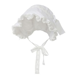 Victorian White Lace Bonnet Hat for Women Ladies Handmaid Medieval Colonial Costume Accessory Cotton (White-1)