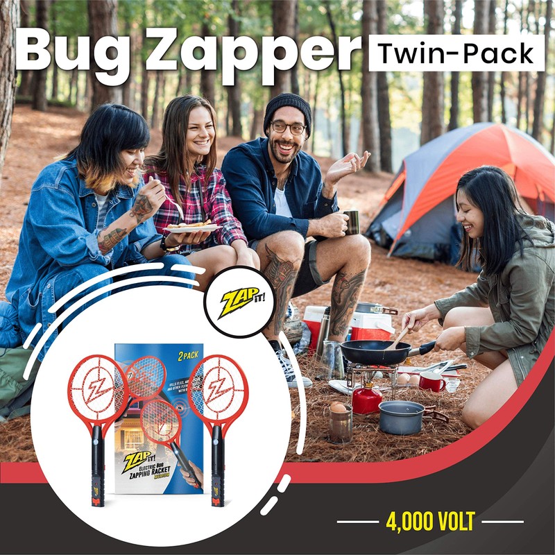 Zap It Bug Zapper Rechargeable Bug Zapper Racket, Electric Fly