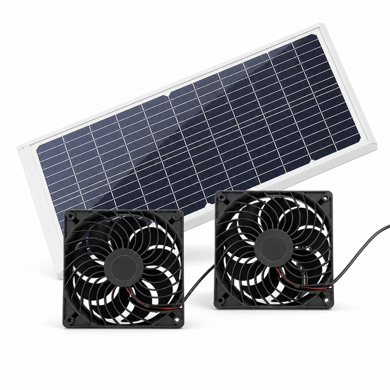 Solar Dual Exhaust Fan for Outdoor Ventilation – 30W Waterproof
