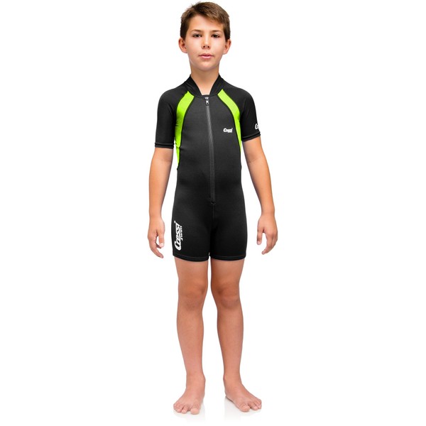 Cressi - Shorty Kids - Children's Swimming Suit - Premium Neoprene 1.5 mm - Black/Lime - Size: 3-4 years (Manufacturer's Size: M)