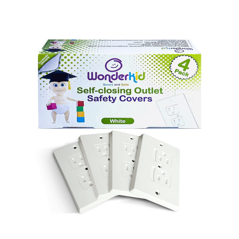 Self-Closing Electrical Wall Outlet Covers for Baby Proofing, Premium Plastic,
