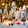 ROLLWAY Mini Christmas Tree with Snow Miniature Figures Set, Artificial