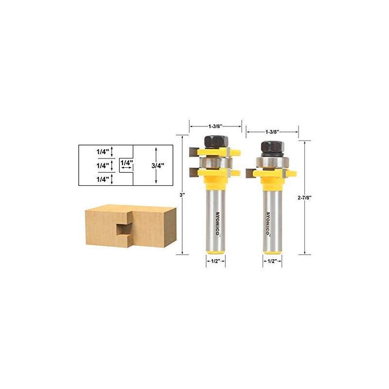 YONICO Router Bits Tongue & Groove Set 3/4-Inch 2 Bit