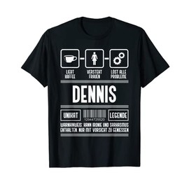 Men's Dennis Name First Name Dennis Slogan T-Shirt, black