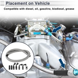 TUCKBOLD AN-10 Fuel Line Kit 3ft Vacuum Hose Automotive Fuel Hose Adapter 90 Degree Adapter 45 Degree Adapter 1 Set CPE Stainless Steel Braiding