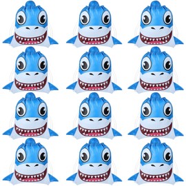 12 Pieces Cute Shark Drawstring Bag Summer Pool Party Favor Bags 10 x 12 Inch Drawstring Backpack Shark Goodie Bags Shark Theme Birthday Party Supplies Storage Gift Bags for Kids Boys Girls, Blue