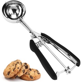 PAIKIUU Ice Cream Scoop Metal with Trigger 6CM 304 Stainless Steel Cookie Scoop for Ice Cream, Melon Baller, Mash Potato and Baking