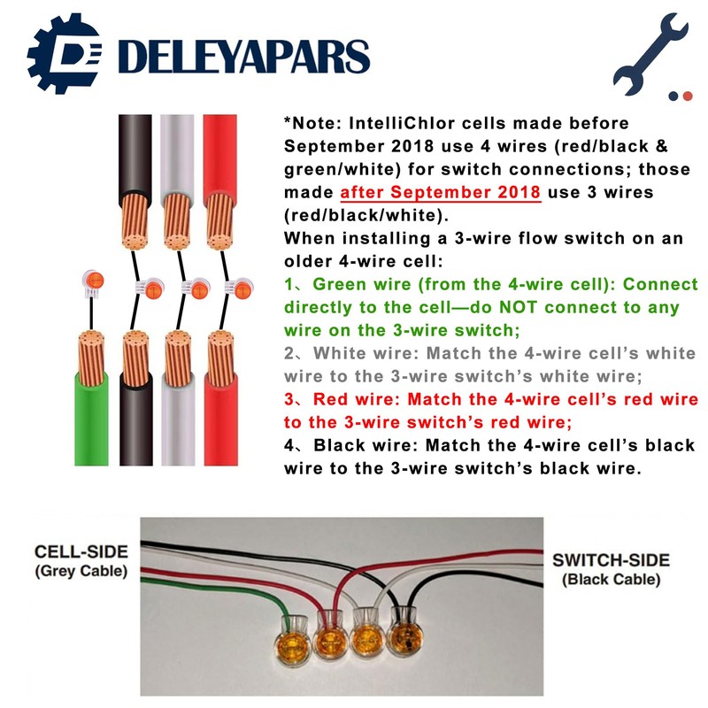 DELEYAPARS 520736 Flow Switch with 3 Wires (Black/White/red) for Pentair